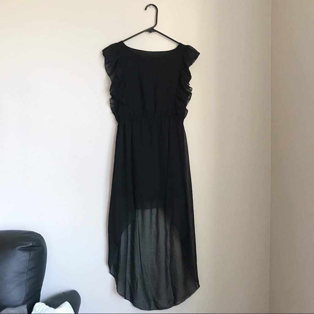 Black chiffon high low dress